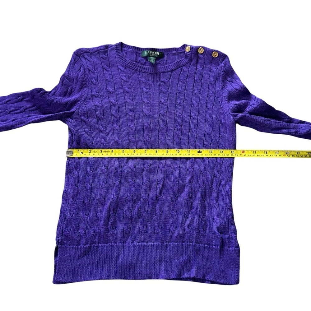 Lauren Ralph Lauren Purple Cable Knit Sweater Women’s Petite Small EUC - Picture 3 of 4